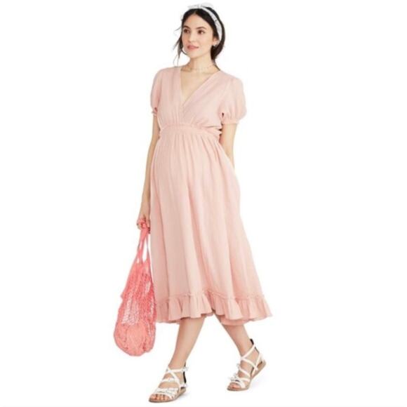 HATCH Amelia Midi Dress in Light Pink Cotton Gauze Sz XS/S {MM50} - Picture 2 of 7